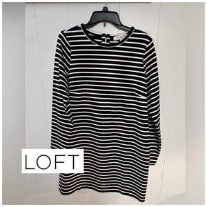 LOFT Black and White Striped Dress, Size L